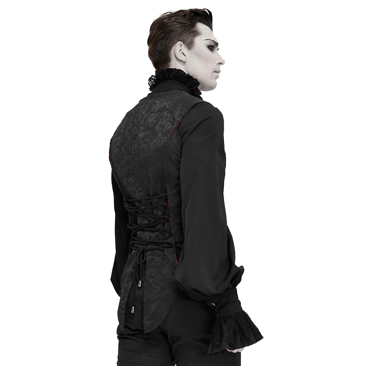 Gothic Zip Jacquard Tailed Vests / Elegant Vest with Lacing at the Back / Alternative Fashion - HARD'N'HEAVY