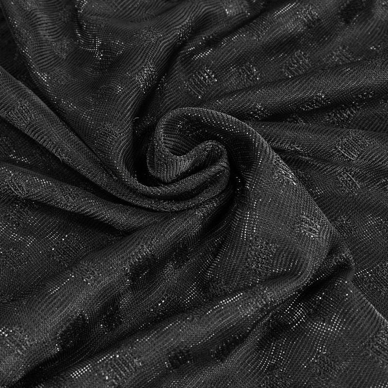 Close-up of textured black mesh fabric, ideal for a loose grunge-style women's top.