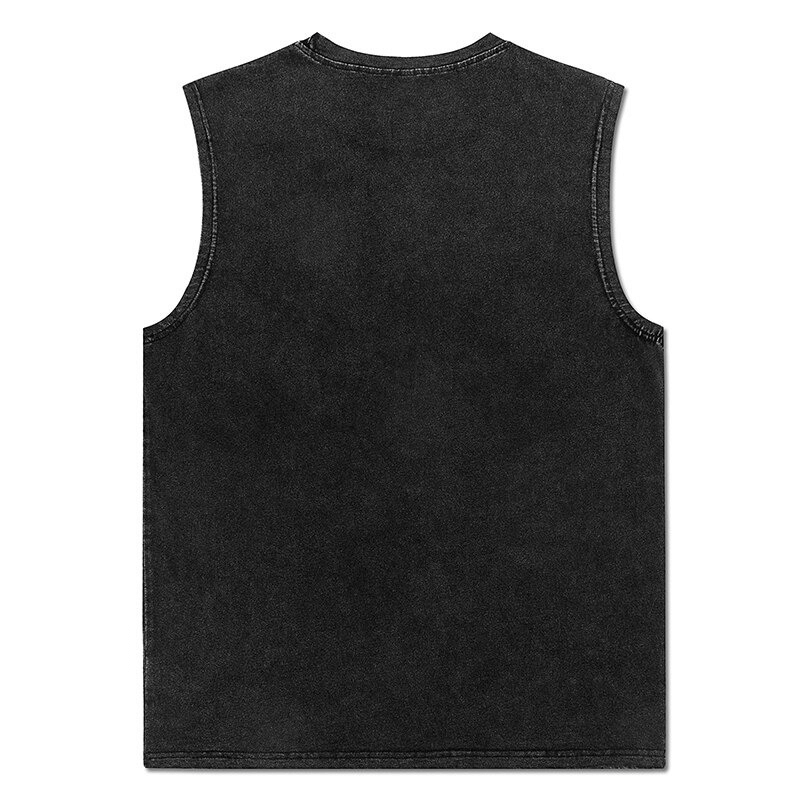 Back view of grunge-style sleeveless cotton tank top in black, perfect for casual outfits.