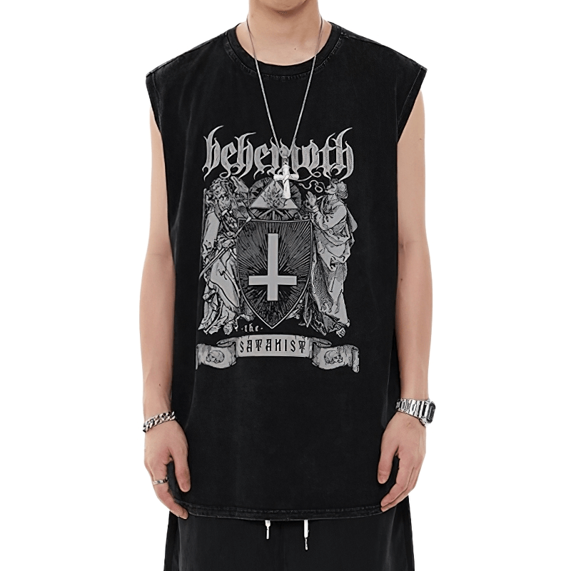 Grunge Loose Graphic Tank Tops / Casual Cotton Sleeveless Tops / Oversized Clothing - HARD'N'HEAVY