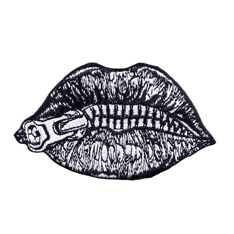 Grunge Patch Of Zipped Lips Sew / Gothic Accessories For Men And Women - HARD'N'HEAVY