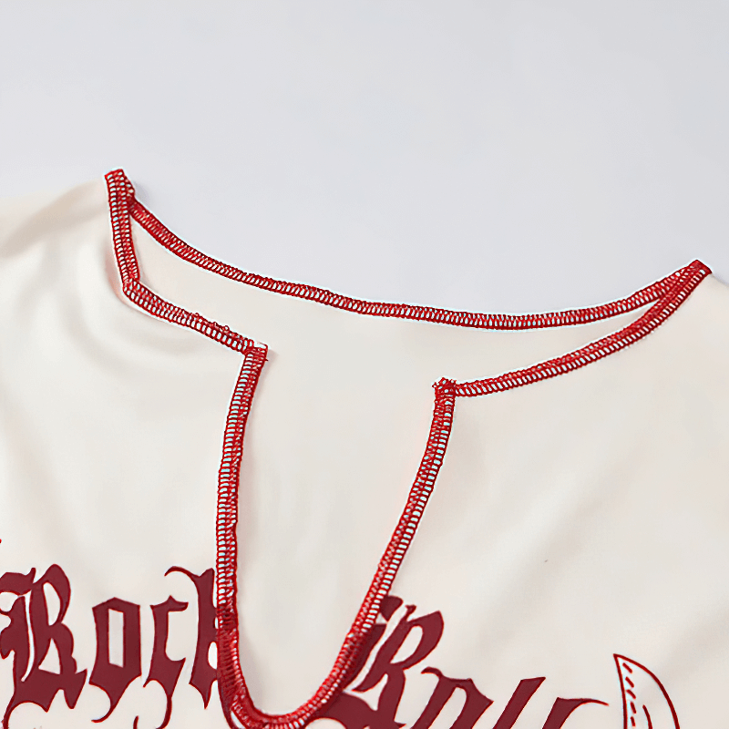 Grunge Punk Letter Print Sleeveless Tank Tops / Aesthetics O-neck Slit Graphic Crop Tops
