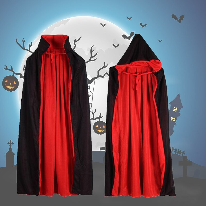 Carnival double layers vampire cape in red and black, perfect for Halloween costume parties.