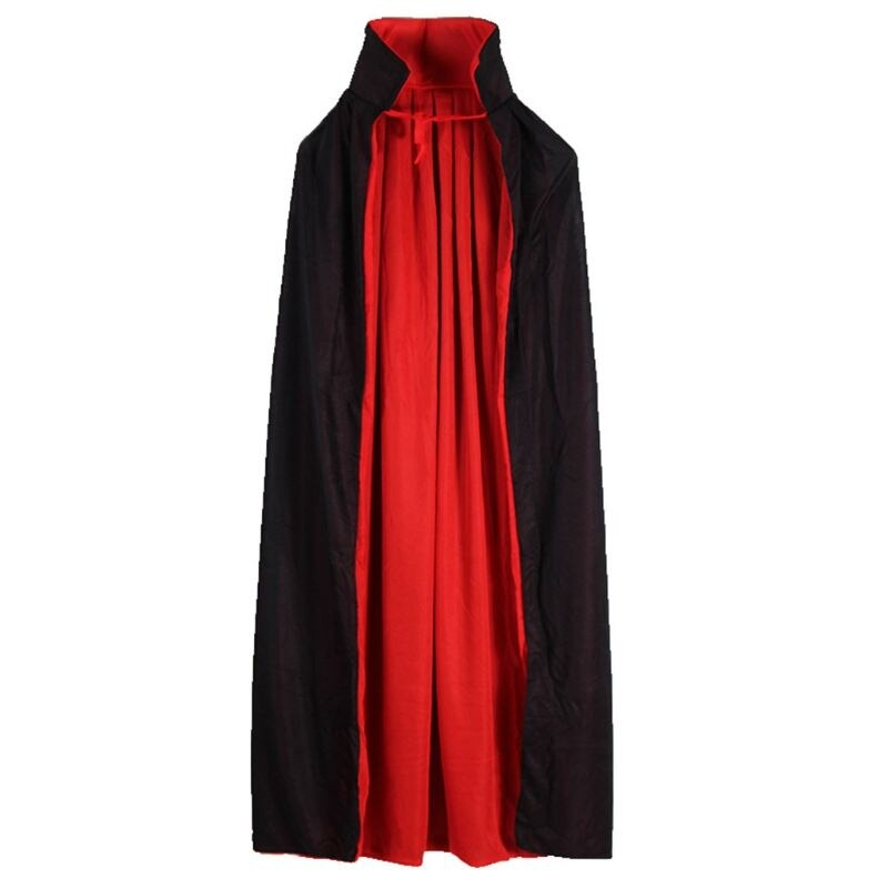 Vampire cape in black and red, perfect for Halloween costumes with a stylish stand-up collar.