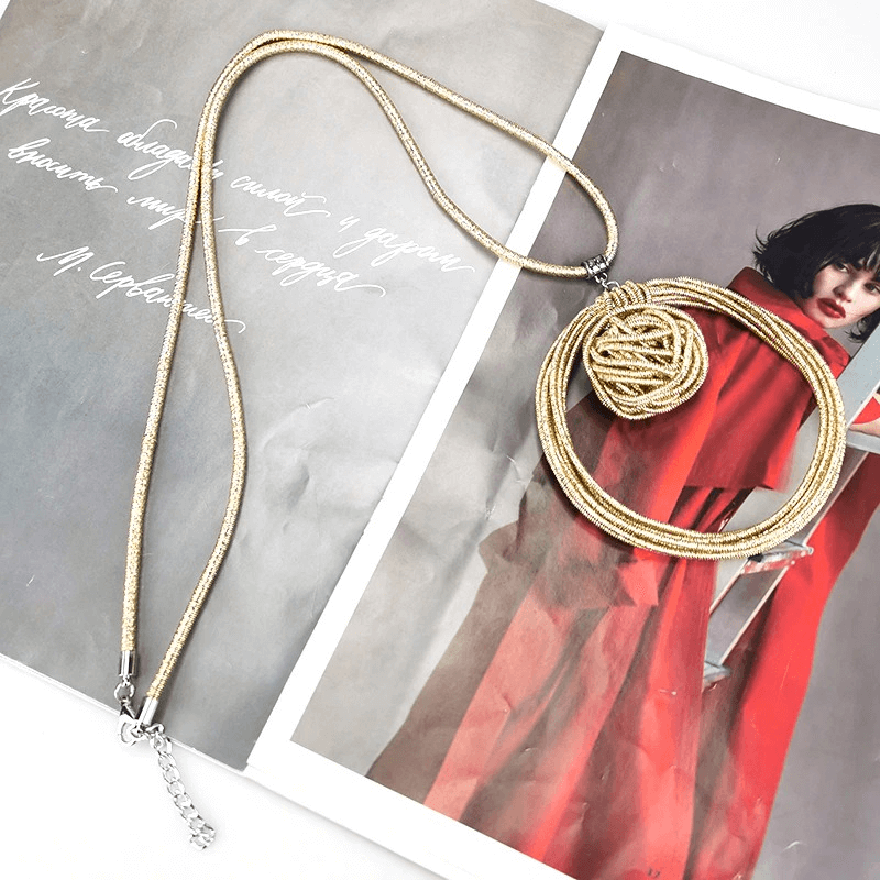 Handmade Metal Necklaces with Round Pendants / Luxury Women's Accessories in Punk Style