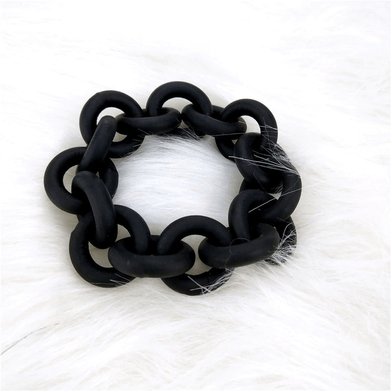 Handmade black rubber bangle for women, perfect punk accessory to elevate any outfit.