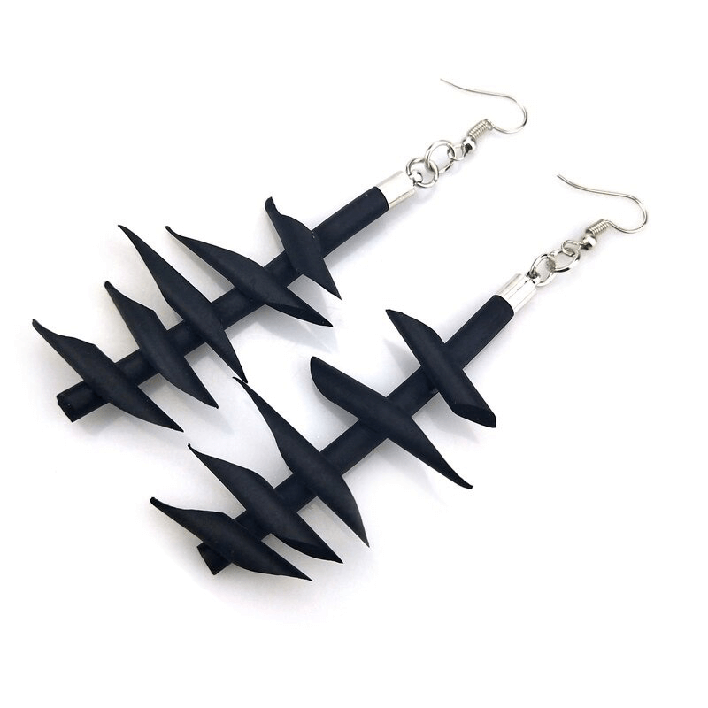 Handmade Rubber Long Earrings for Women / Gothic Strange Silicone Jewelry