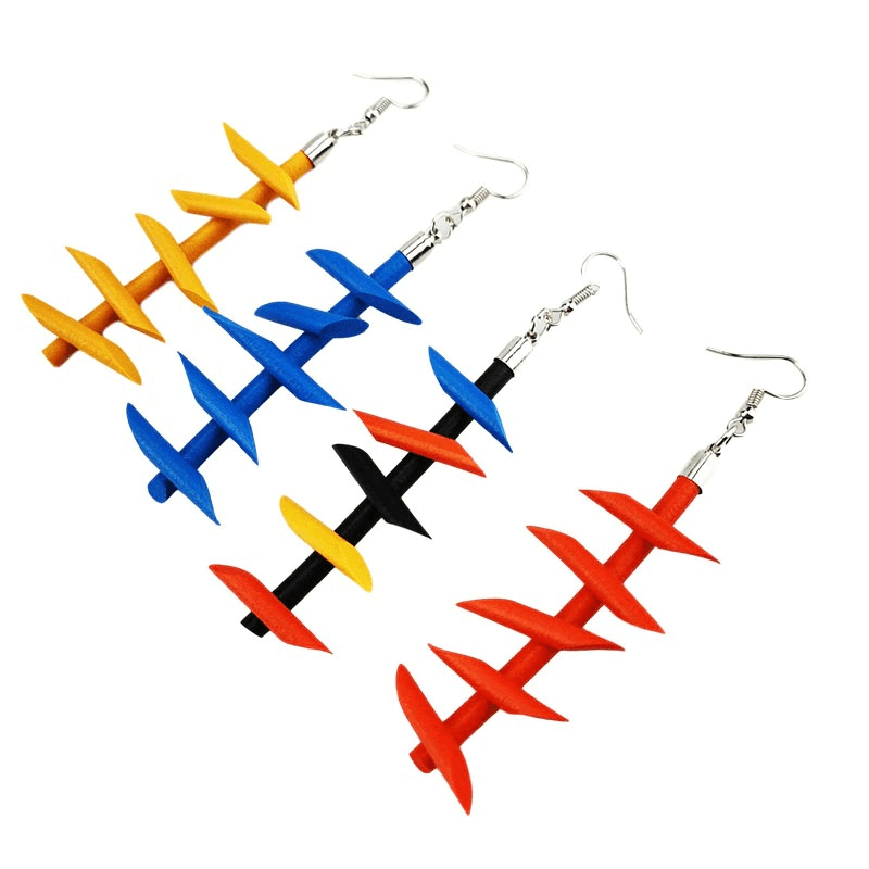 Handmade Rubber Long Earrings for Women / Gothic Strange Silicone Jewelry