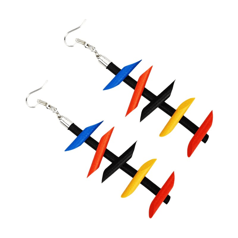 Handmade rubber long earrings in gothic style with vibrant colors, perfect for fashion-forward women.