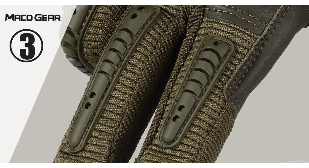 Close-up of hard knuckle tactical gloves featuring textured padding and durable material, ideal for military and outdoor sports.