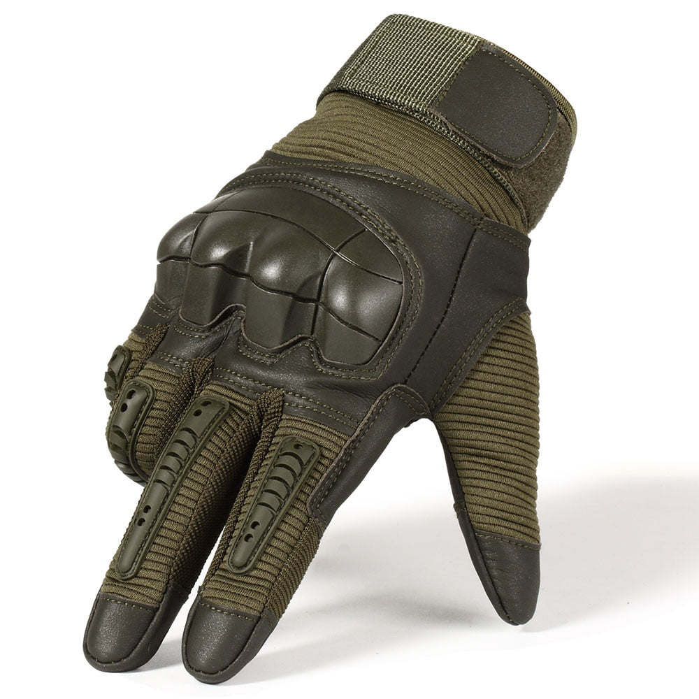 Hard Knuckle Tactical Gloves in olive green, designed for protection in combat, paintball, and outdoor sports.