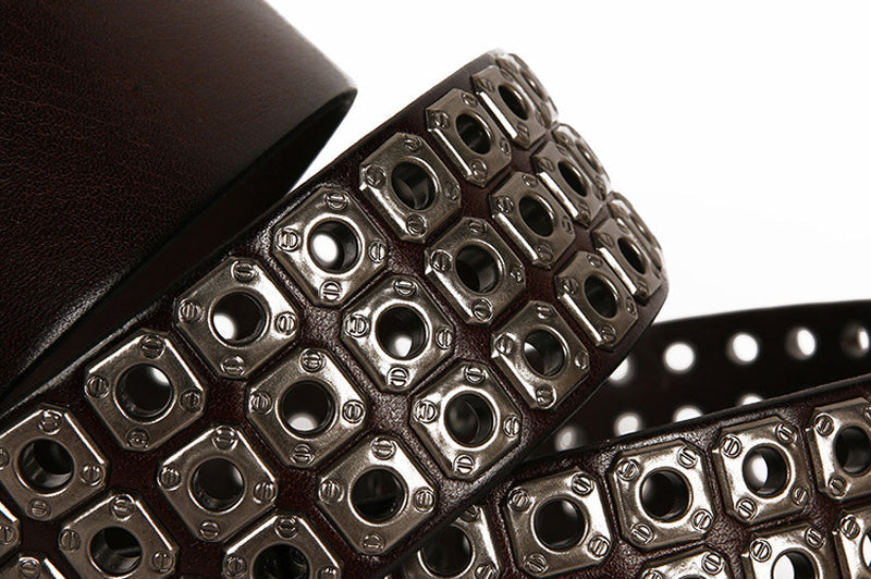 Heavy Metal Cowboy Belt / Genuine Leather Belts For Men and Women with Rivets - HARD'N'HEAVY