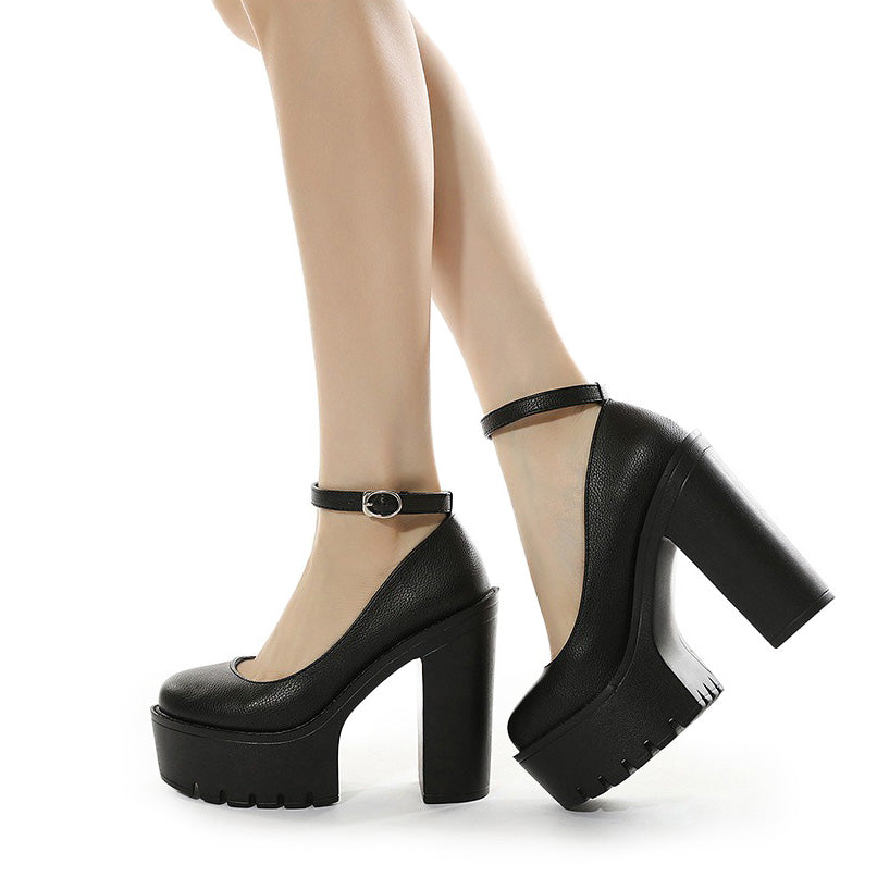 High-Heeled Shoes in Alternative Fashion / Thick Heels platform Pumps in Gothic Style - HARD'N'HEAVY