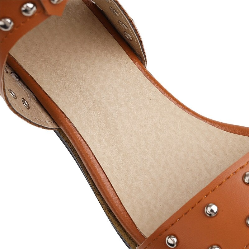 High Heels Sandals for Women / Vintage Shoes with Rivet Buckle / Ladies Summer Sandals - HARD'N'HEAVY