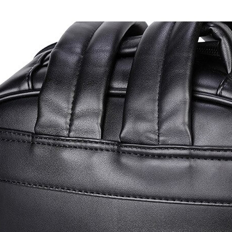 Close-up of 3D leather backpack shoulder bag showing sturdy handles and soft texture, ideal for unisex use.