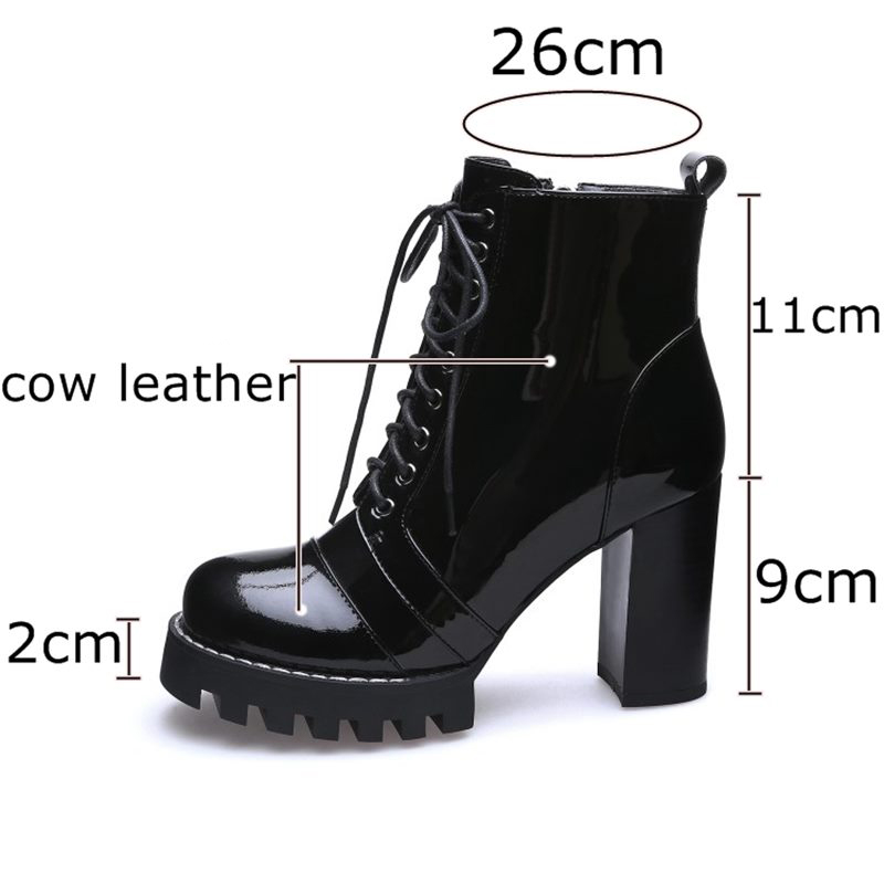 High Quality Genuine Leather Boots for Women / Lace-Up Autumn and Winter Ankle Boots with Platform - HARD'N'HEAVY