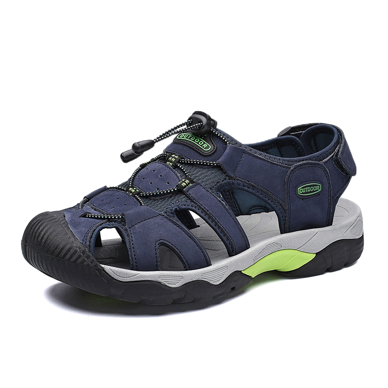 Men's breathable split leather summer sandals with rubber outsole for maximum comfort and style.
