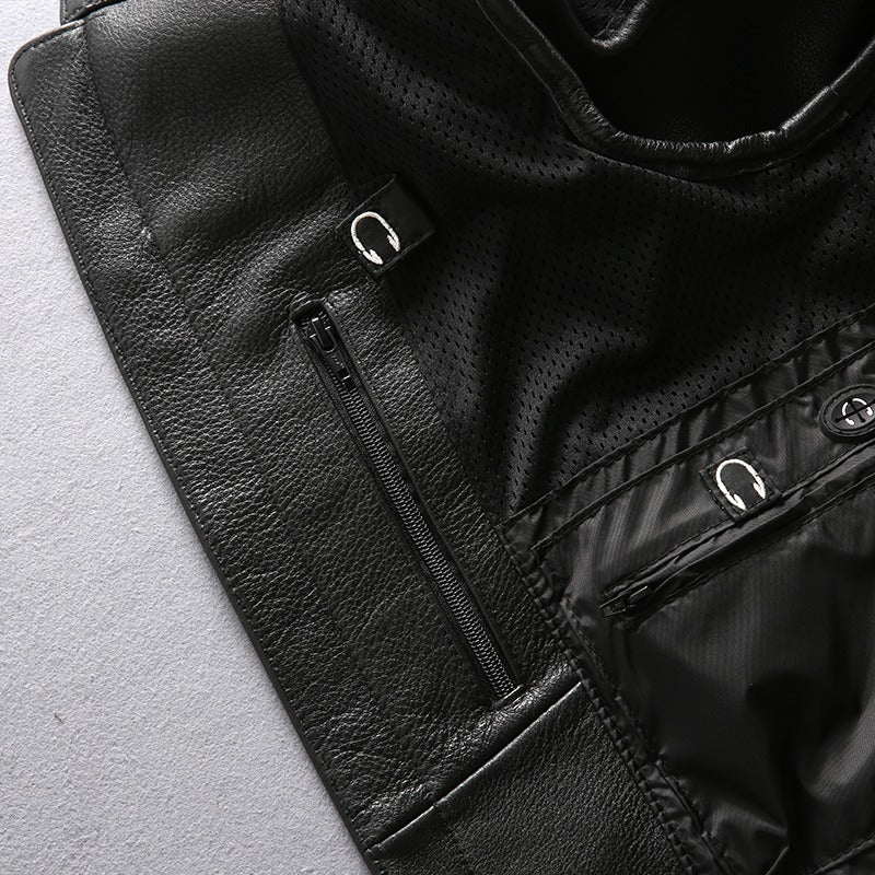 Men's Professional Motorcycle Biker Vest / Sleeveless Jacket of Genuine Leather - HARD'N'HEAVY