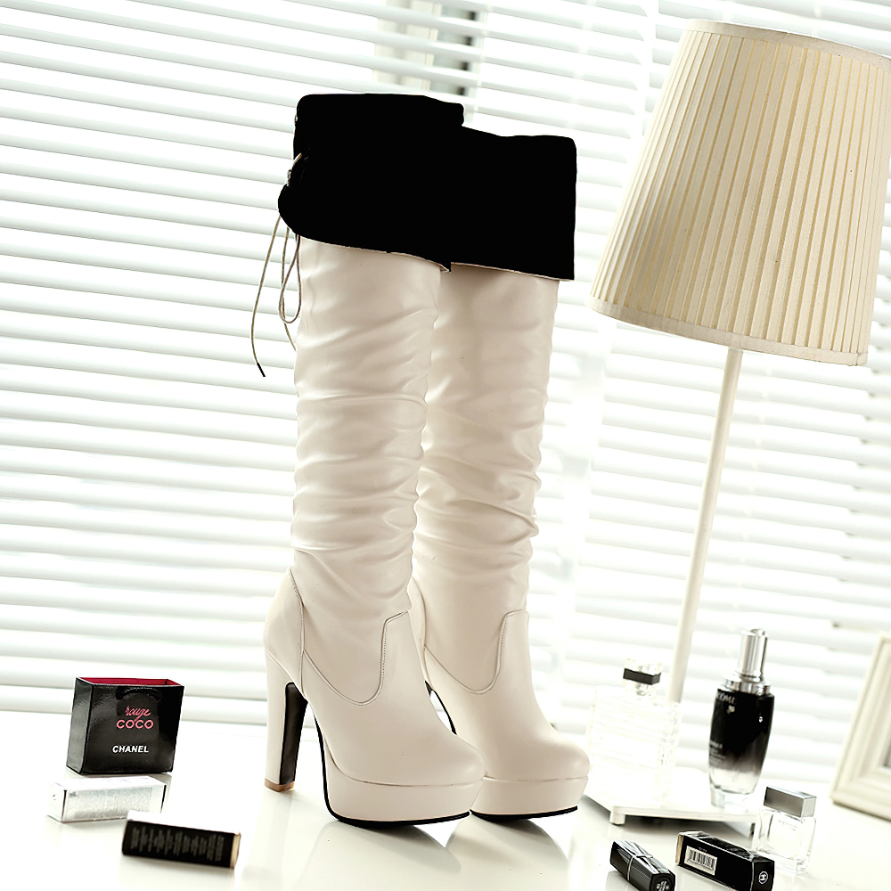 High Quality Over Knee Boots With PU Leather / Sexy Woman's Shoes - HARD'N'HEAVY