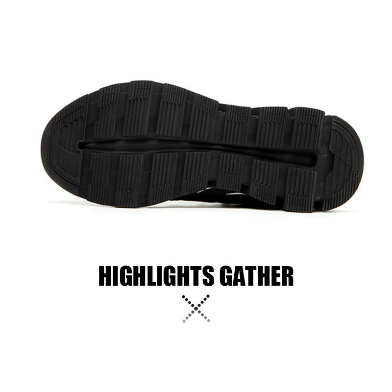 Bottom view of men's breathable sneakers showcasing puncture-proof sole and stylish design for industrial use.