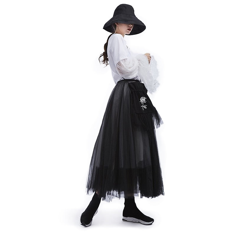 High Waist Black 5 Layers Mesh Temperament Half-body Skirt / Women Gothic Fashion Clothes - HARD'N'HEAVY