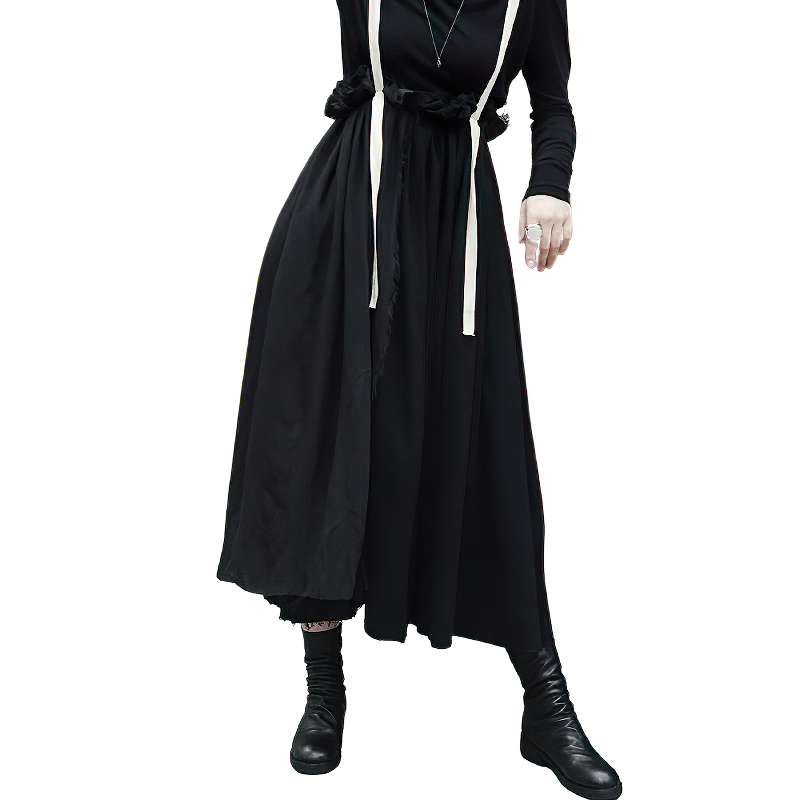 High Waist Black Fashion Women's Skirt / Half-Body Strap Vintage Female Streetwear - HARD'N'HEAVY