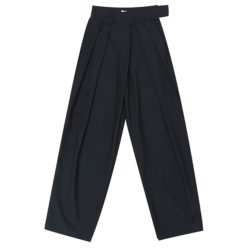 High waist black pleated women's pants with pockets, perfect for gothic and alternative fashion styles.