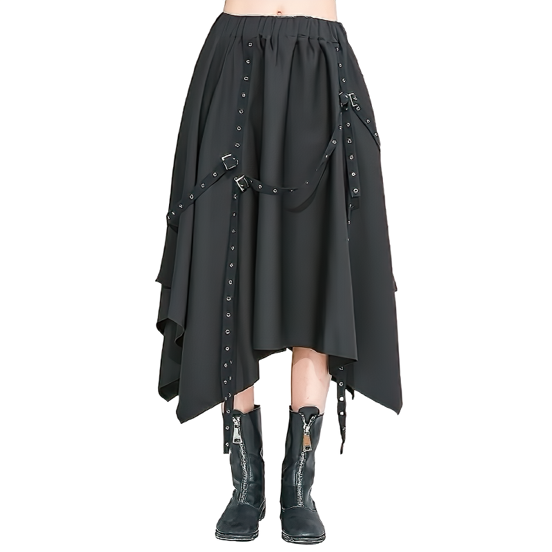 High Waist Elastic Fashion Women's Skirt / Asymmetrical Half-Body Alternative Female Apparel - HARD'N'HEAVY