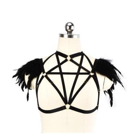 Hollow black elastic harness / Gothic clothing / Alternative fashion - HARD'N'HEAVY