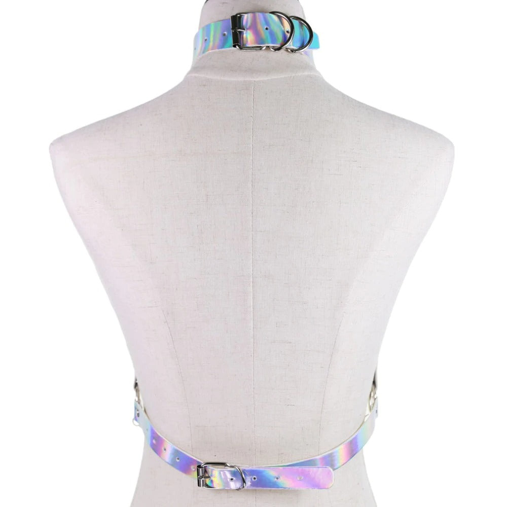 Holographic Chain Body Harness / Body Chain Bra Top Bondage / Festival Rave Outfit for Women - HARD'N'HEAVY