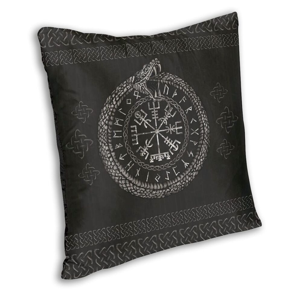 Home Decorative Pillowcover Viking Helm Of Awe and Snake / Polyester Pillow with Double-sided Printing - HARD'N'HEAVY
