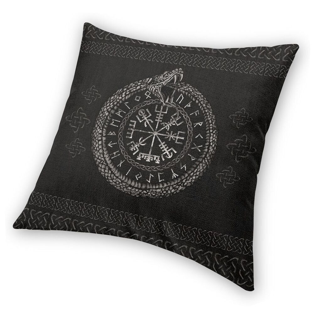 Home Decorative Pillowcover Viking Helm Of Awe and Snake / Polyester Pillow with Double-sided Printing - HARD'N'HEAVY