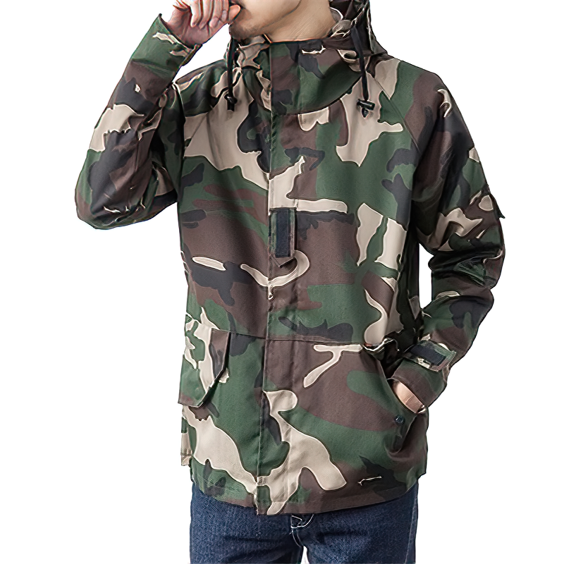 Hooded Camouflage Men's Jacket / Army Green Military Fashion Clothes - HARD'N'HEAVY