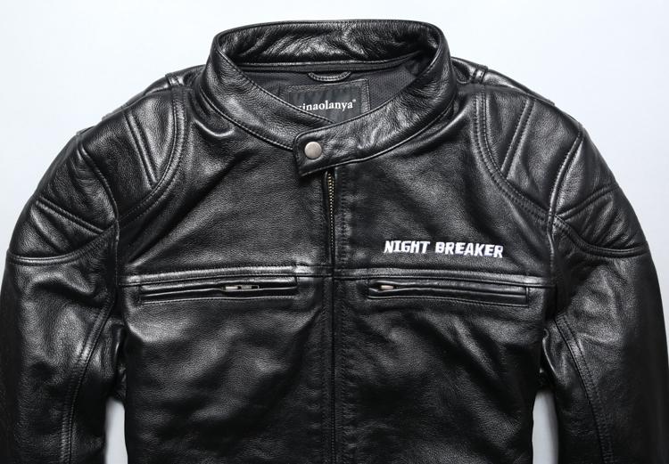 Hooded Genuine Leather Men's Rock Style / Biker Jacket with Skull - HARD'N'HEAVY