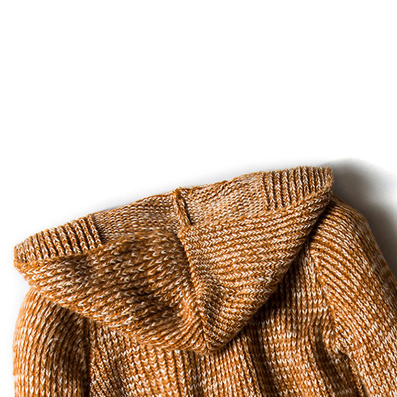 Hooded Men Knit Sweater / Alternative Fashion Long Trench Coat / Male Aesthetic Clothing - HARD'N'HEAVY
