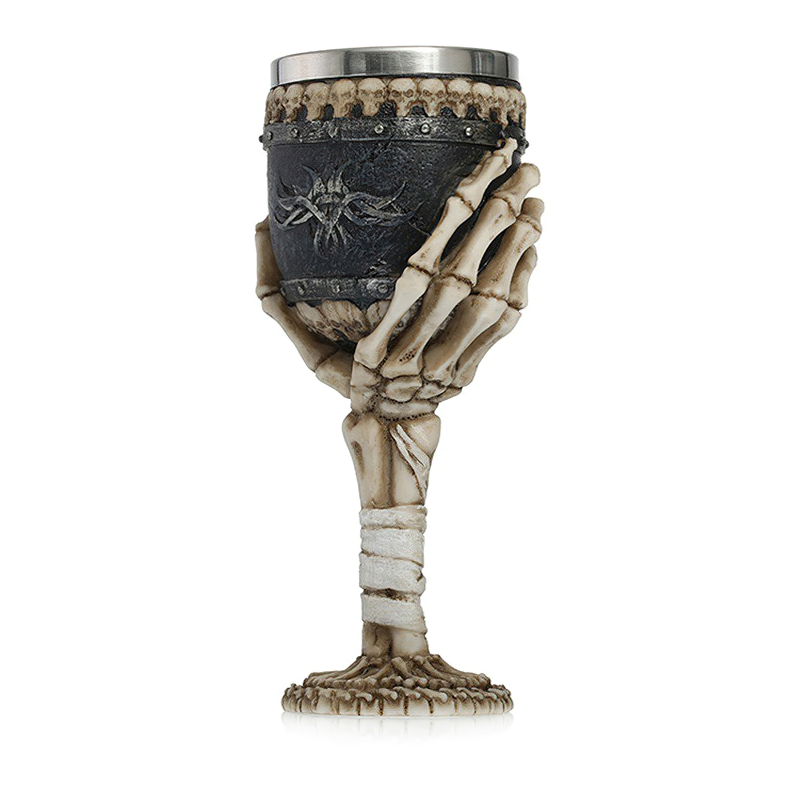 Horrible Death Claw Wine Glass with skeletal arm design, vintage bar drinkware, perfect gothic gift.