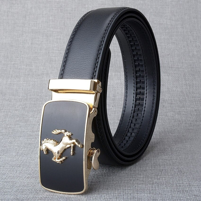 Horse Designed Automatic Buckle Belt for Men/ Genuine Leather Luxury Men Belts - HARD'N'HEAVY