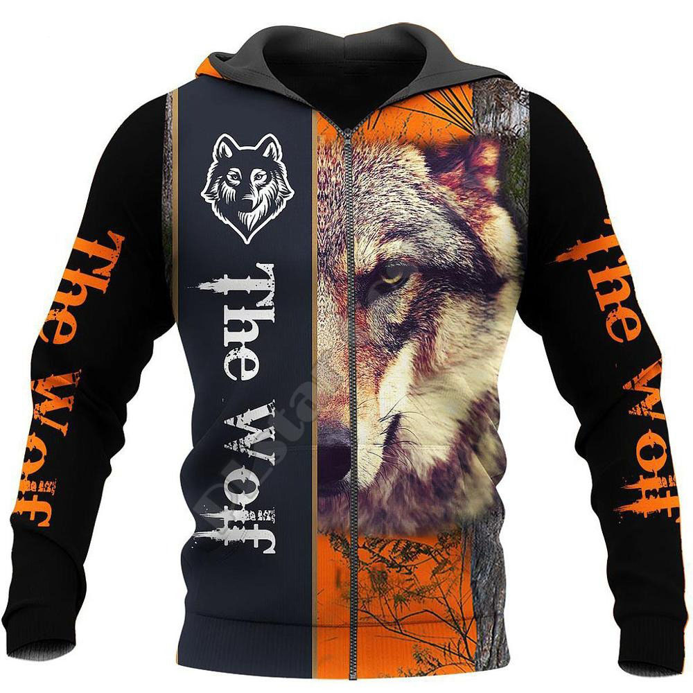 Hunting Wolf Print Hoodie for Men / Fashion Animal 3D Print Hoodies - HARD'N'HEAVY