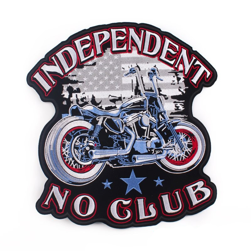 Independent-No Club Print Iron-On Patch For Jackets / Large Embroidered Biker Patches For Clothes - HARD'N'HEAVY