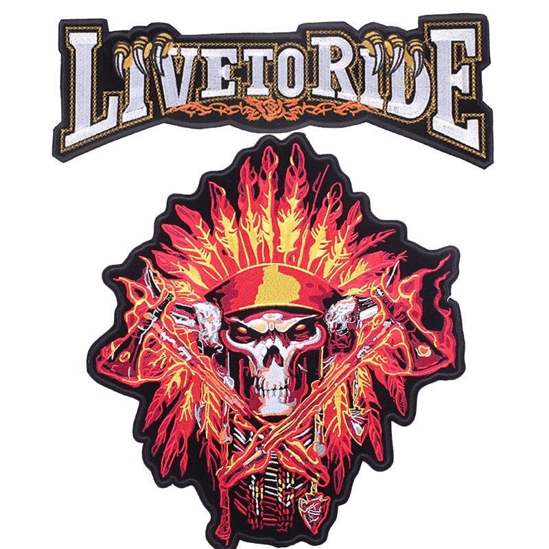 Motorcycle Biker Large Back Patch Big Embroidered Patches On Clothes Sew  For Jacket Punk Skull DIY Iron On Patch Stickers Badges