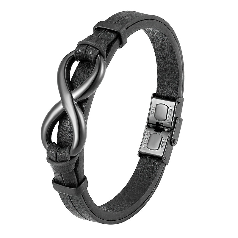 Infinity Logo Special Popular Pattern Men's Bracelet / Stainless Steel Leather Bracelet - HARD'N'HEAVY