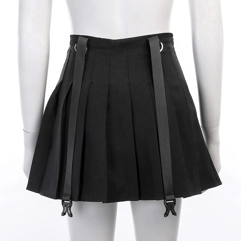 Black Pleated Mini Gothic Skirts  / Female Gothic Skirt With a High Waist - HARD'N'HEAVY