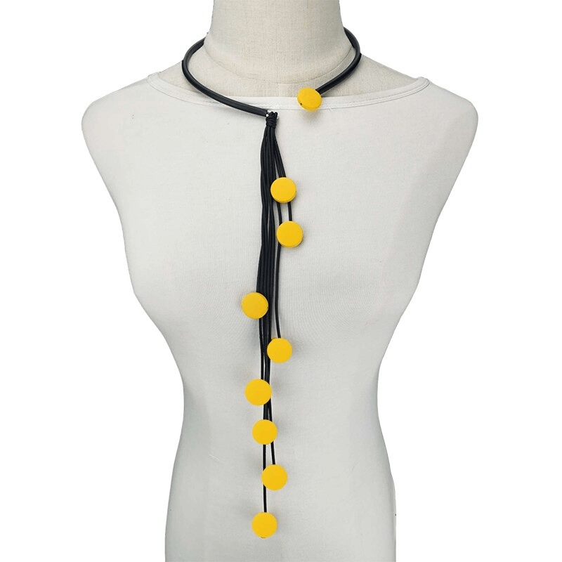 Interesting Tassel Long Rubber Necklaces / Handmade Original Wood Female AccessoriesInteresting Tassel Long Rubber Necklaces / Handmade Original Wood Female Accessories