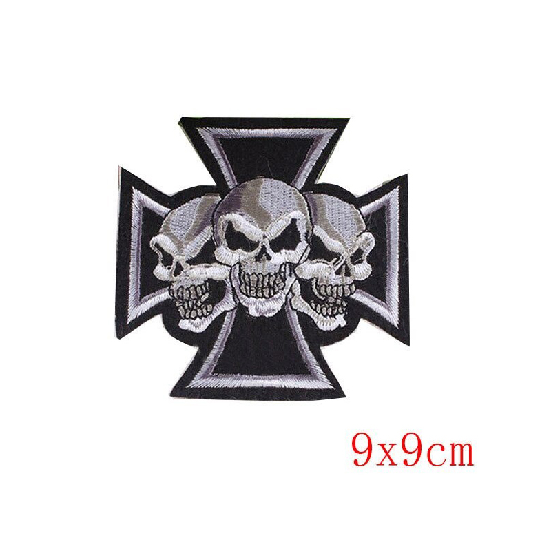 Iron Cross with Skull Fusible Patch On Clothes / Unisex Rave Outfits Accessory For Jackets and Bags - HARD'N'HEAVY