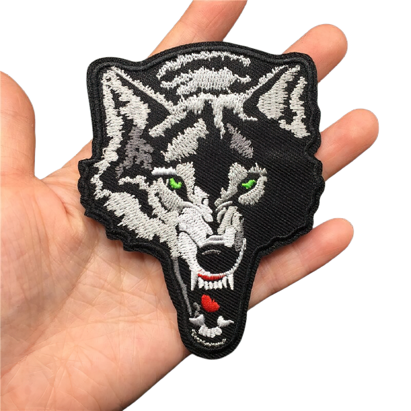 Iron-On Patch Of Angry Green-eyed Wolf Print / Embroidery Accessories For Clothes - HARD'N'HEAVY