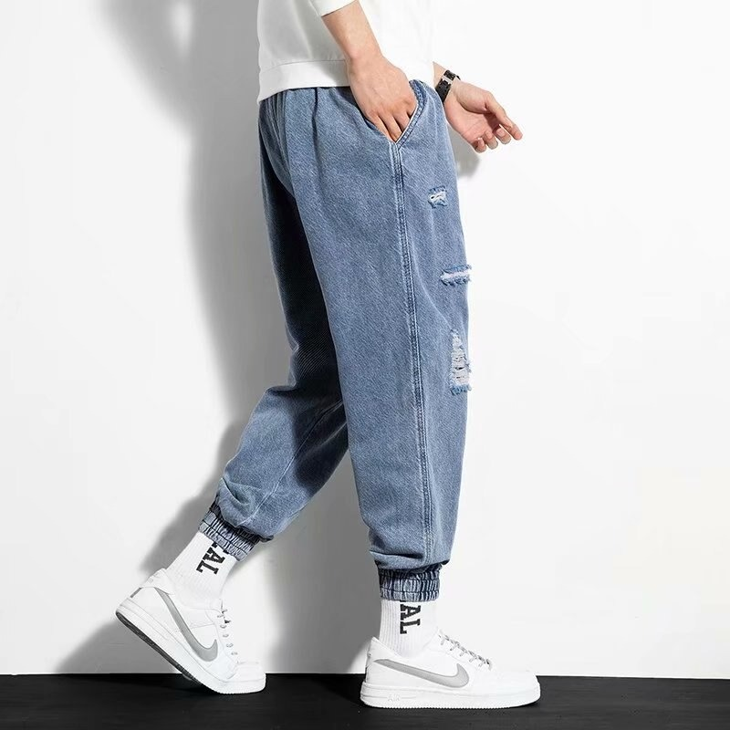 Jeans Pants for Men in Punk Style / Ankle-Length Pants with Letters Print - HARD'N'HEAVY