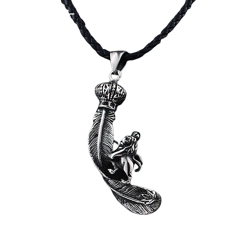 King Lion On The Feather Pendant / Alternative Fashion Necklace / Unisex Accessories - HARD'N'HEAVY