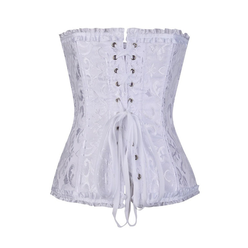 Lace-Up Gothic Corset / Floral Plus Size Corset For Women With Thong Outfit Waist - HARD'N'HEAVY