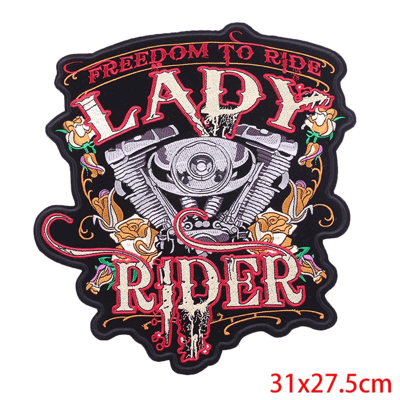 Lady Rider Print Iron-On Patch For Jackets / Large Embroidered Biker Patches For Clothes - HARD'N'HEAVY
