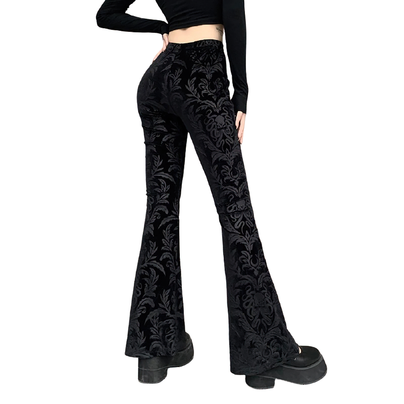 Lady's Retro Gothic Pants With High Waist / Women's Vintage Flared Pants - HARD'N'HEAVY